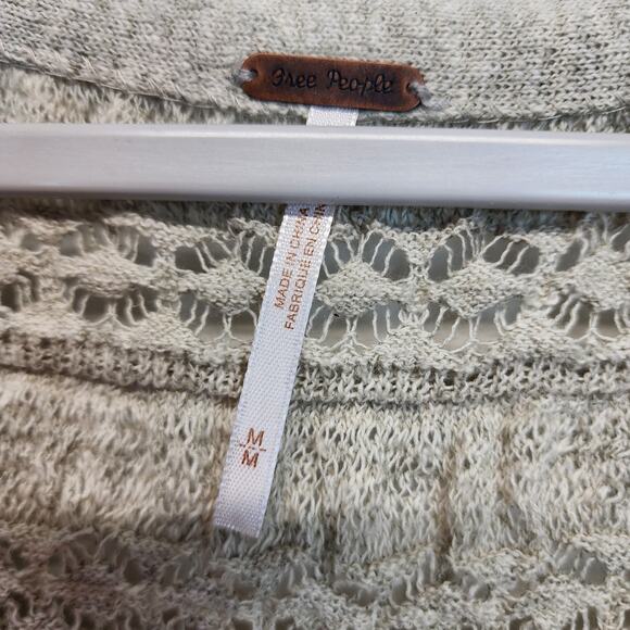 Free People Wild Roses Cardigan Size M Gray Ruffle Long Sleeve Cottage Festival - Picture 9 of 11
